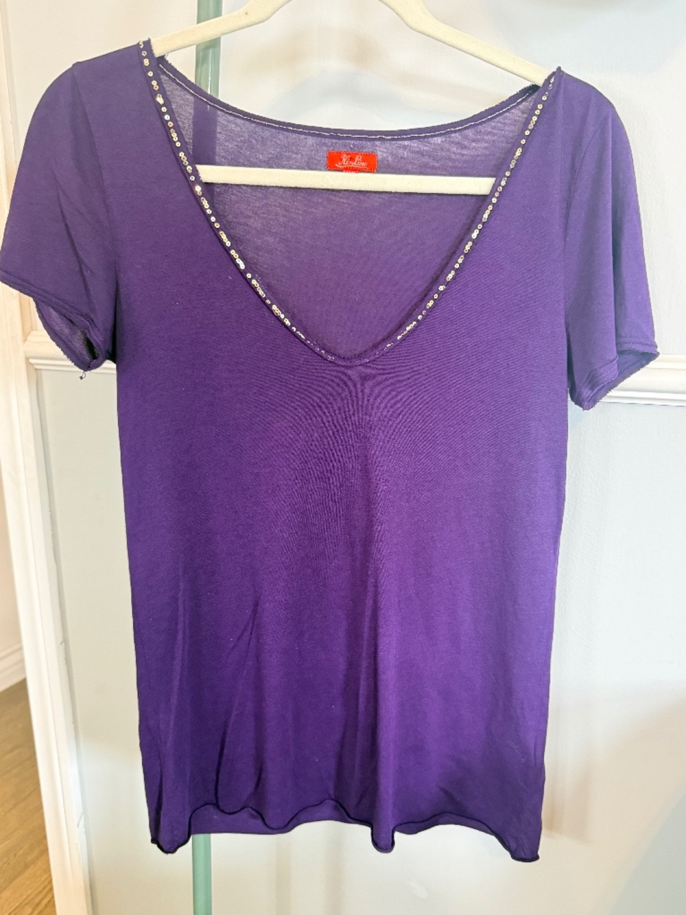 Y2K Vintage Deep V Purple Top